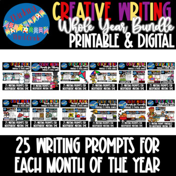 Creative Writing Prompts Whole Year Bundle | Printable AND Digital ...