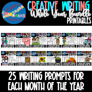 Creative Writing Prompts Whole Year Bundle | Printable Worksheets ...