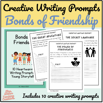 Preview of Creative Writing Prompts Worksheet Pack - Friendship Themed Writing Activities