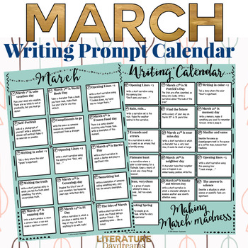 Creative Writing Prompts for March by Literature Daydreams | TPT
