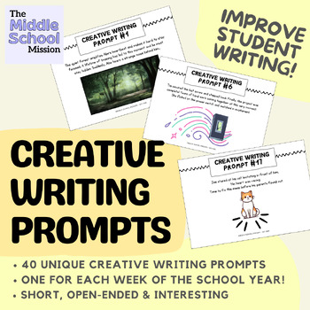 Preview of 40 Creative Writing Prompts for Middle School: ELA / English Learning