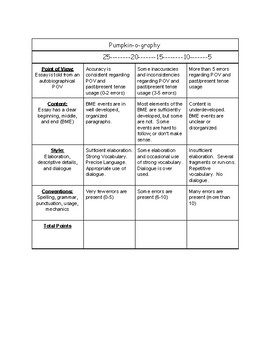 point of view essay rubric