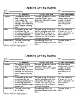 creative writing assessment examples
