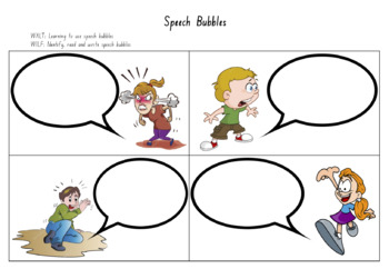 Preview of Creative Writing Speech Bubbles Worksheet