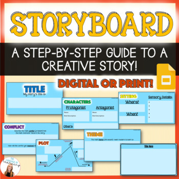 Preview of Creative Writing Storyboard, Story Elements Planning Guide | Print & Digital