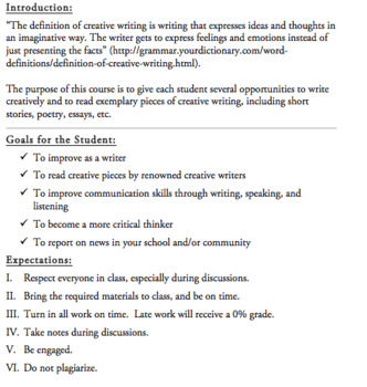 syllabus of creative writing