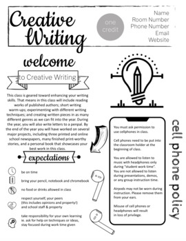 Preview of Creative Writing Syllabus - Easy to edit in google slides!