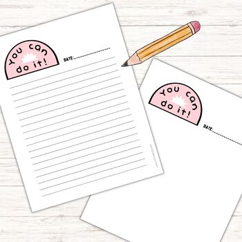 Preview of Creative Writing Tool, Positive Affirmation, You Can Do It, Pink Stationery Set