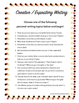 creative writing topics class 1