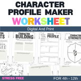 Creative Writing Workbook: Character Profile Maker worksheet