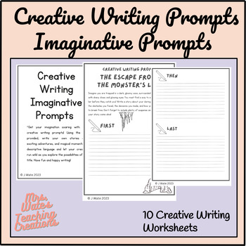 Preview of Creative Writing Workbook Prompts & Imaginative Writing Topics Worksheets