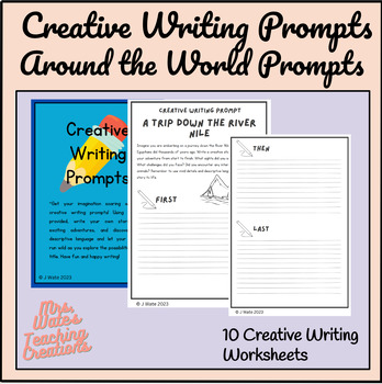 Preview of Creative Writing Prompts Worksheet Pack: Around the World Writing Activities