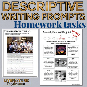 Preview of Creative Writing homework tasks