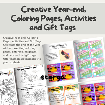 Preview of Creative Year-end, Coloring Pages, Activities and Gift Tags.