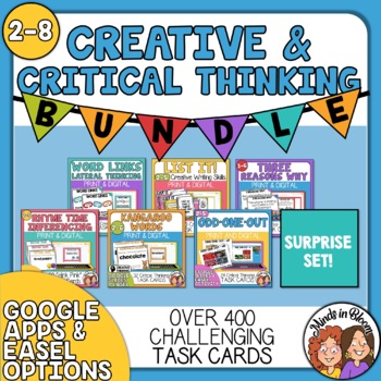 Preview of Creative and Critical Thinking Task Cards - 7 Set Bundle (over 400 cards!)