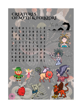 Preview of Creatures of Myth & Folklore - Word Search Puzzles