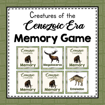 Preview of Creatures of the Cenozoic Era Memory Game | Paleontology Unit Study