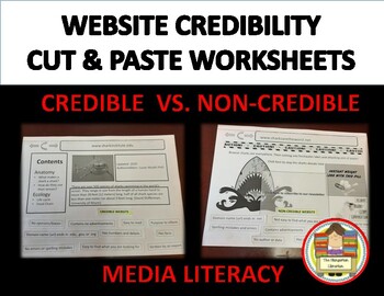 Preview of Credibile vs. Non Credible Websites Cut and Paste Worksheets for Media Literacy