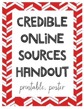 Preview of Credible Reliable Sources Online Handout Notebook Poster