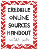 Credible Reliable Sources Online Handout Notebook Poster