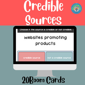 Preview of Digital Citizenship Credible Sources-Self-Correcting Boom Card Game grades 3-6