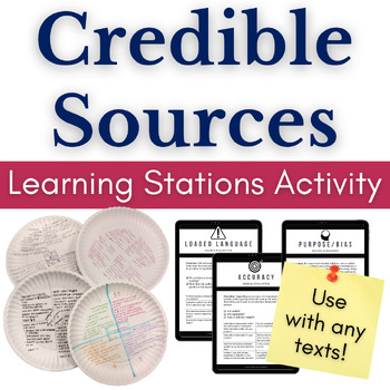 Preview of Credible Sources Learning Stations Activity for Online Source Evaluation