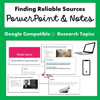 Preview of Credible and Reliable Sources PowerPoint and Guided Notes BONUS Checklist