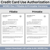 Credit Card Template, Editable & Fillable WORD Doc, Therap
