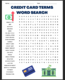 Credit Card Terms Word Search - No Prep Printable Workshee