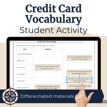 Preview of Credit Card Vocabulary Activity