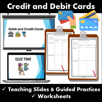 Preview of Credit Card and Debit Card Teaching Slides with lesson activities