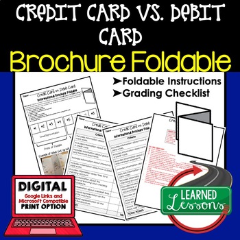 Preview of Credit Card vs. Debit Card Activity Foldable, Personal Finance Activity