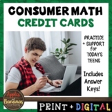 Credit Cards - Consumer Math Unit (Notes, Practice, Test, 