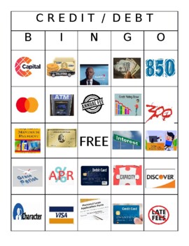 Preview of Credit/Debt Bingo Playing Cards - Word