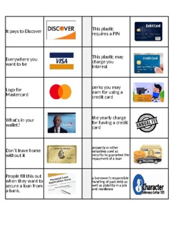 Preview of Credit/Debt Bingo - cards you “pull out of the hat” - Excel