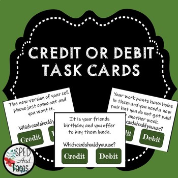 Preview of Credit Or Debit Task Cards
