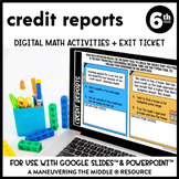Credit Reports Digital Math Activity | 6th Grade Financial