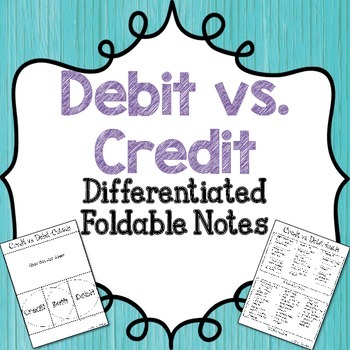 Preview of Credit vs. Debit Foldable Notes {Differentiated}