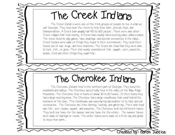 Preview of Creek and  Cherokee Indians compare and contrast activity.