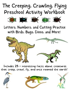 Preview of Creeping, Crawling, Flying Preschool Activity Workbook
