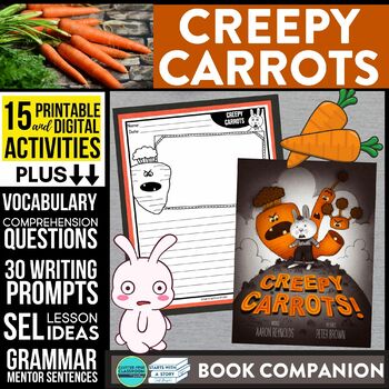 Preview of CREEPY CARROTS activities READING COMPREHENSION - Book Companion read aloud
