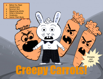 Preview of Creepy Carrots - Book Companion - 2nd or 3rd Grade - Vocabulary, Science ....