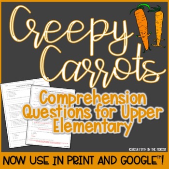 Preview of Creepy Carrots Comprehension Questions FREEBIE for Upper Elementary