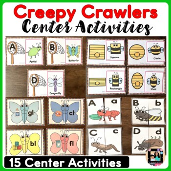 Preview of Creepy Crawlers Insects & Bugs Literacy & Math Centers for Pre K & Kindergarten 