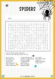 Creepy Crawlers: Spiders Word Search Puzzle Worksheet Activity