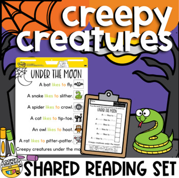 Preview of Creepy Creatures | Shared Reading Set | Project & Trace Chart, Sight Words Vocab