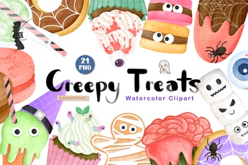 Preview of Creepy Treasts, Halloween, Dessert,  holiday, sweet, orange, party, scary