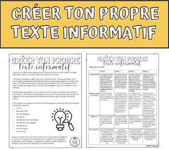 Preview of Créer ton propre texte informatif
