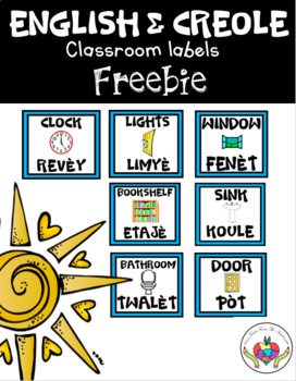 Preview of Creole Classroom Labels FREEBIE