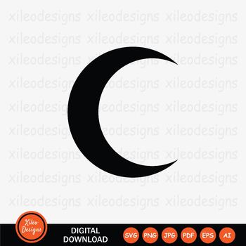 Preview of Crescent Symbol Lunar Moon Islam Islamic Muslim Icon SVG PNG JPG JPEG PDF EPS AI